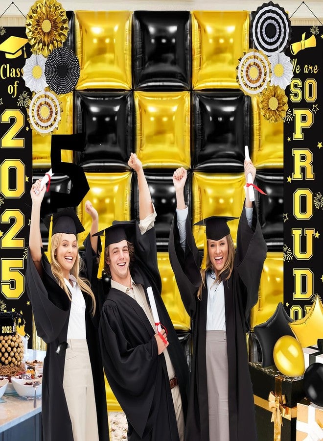 MEMOVAN Black Gold Square Foil Balloons Wall Backdrop Double Sided Metallic Black Gold Balloons Tunnel Arch Garland Black and Gold Party Decorations For Graduation Anniversary New Years Birthday 25pcs - Image 4